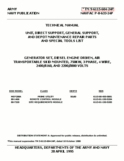 TM 9-6115-604-24P Technical Manual